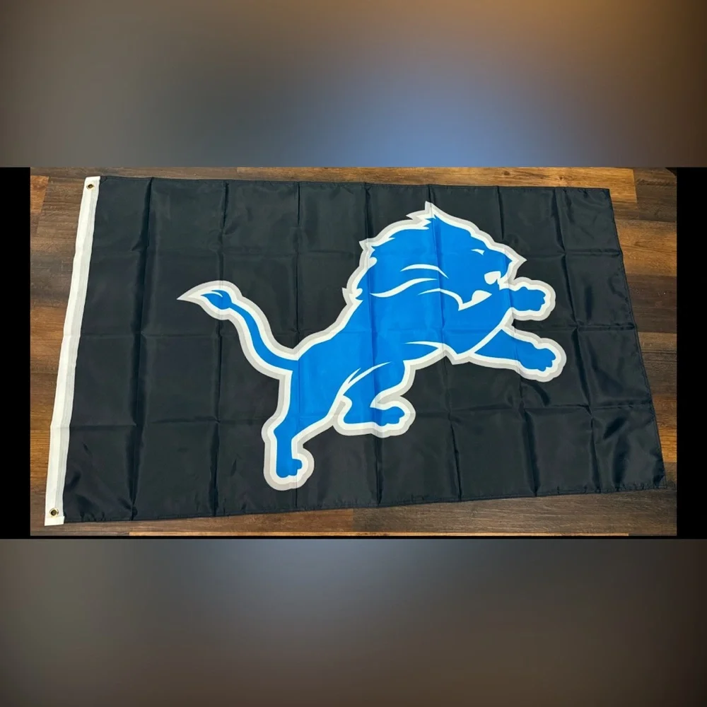 Detroit lions flag new large in package lions banner 3 by 5 feet double sided